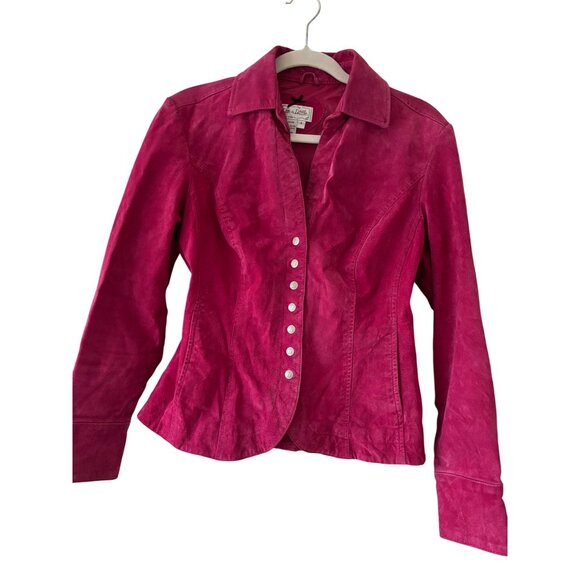 Live A Little Womens Pink Leather Snap Button Collared Jacket Size S - Picture 2 of 8